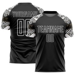 Custom Black White Zebra And Geometric Pattern Sublimation Soccer Uniform Jersey Custom Black White Zebra And Geometric Pattern Sublimation Soccer Uniform Jersey