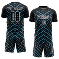 Custom Black Panther Blue-White Stripes Sublimation Soccer Uniform Jersey Custom Black Panther Blue-White Stripes Sublimation Soccer Uniform Jersey