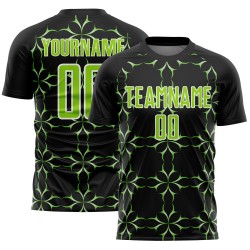 Custom Black Neon Green-White Damask Pattern Sublimation Soccer Uniform Jersey Custom Black Neon Green-White Damask Pattern Sublimation Soccer Uniform Jersey