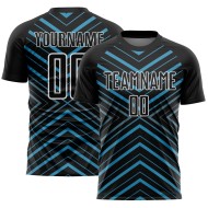 Custom Black Panther Blue-White Stripes Sublimation Soccer Uniform Jersey Custom Black Panther Blue-White Stripes Sublimation Soccer Uniform Jersey