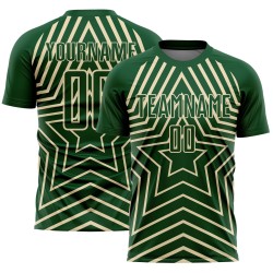 Custom Green Cream Stars Sublimation Soccer Uniform Jersey Custom Green Cream Stars Sublimation Soccer Uniform Jersey
