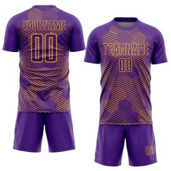 Custom Purple Gold Abstract Hexagon Sublimation Soccer Uniform Jersey Custom Purple Gold Abstract Hexagon Sublimation Soccer Uniform Jersey