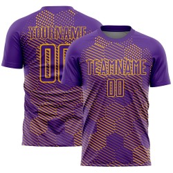 Custom Purple Gold Abstract Hexagon Sublimation Soccer Uniform Jersey Custom Purple Gold Abstract Hexagon Sublimation Soccer Uniform Jersey