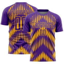 Custom Purple Gold Abstract Triangle Sublimation Soccer Uniform Jersey Custom Purple Gold Abstract Triangle Sublimation Soccer Uniform Jersey