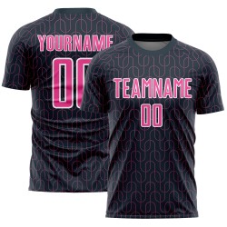 Custom Navy Pink-White Geometric Pattern Sublimation Soccer Uniform Jersey Custom Navy Pink-White Geometric Pattern Sublimation Soccer Uniform Jersey