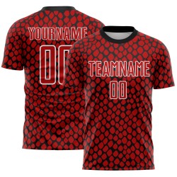 Custom Red Black-White Snake Skin Sublimation Soccer Uniform Jersey Custom Red Black-White Snake Skin Sublimation Soccer Uniform Jersey