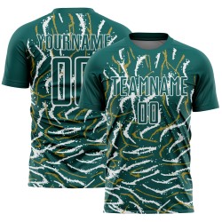 Custom Midnight Green White Curved And Wavy Lines Sublimation Soccer Uniform Jersey Custom Midnight Green White Curved And Wavy Lines Sublimation Soccer Uniform Jersey